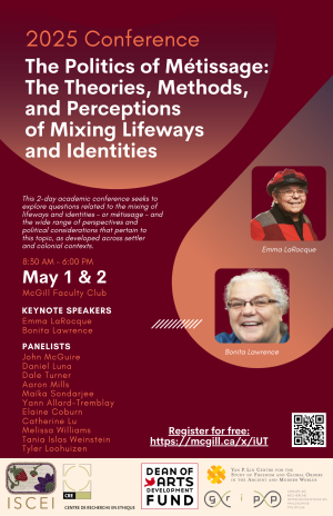 Colloque "The Politics of Métissage: The Theories, Methods, and Perceptions of Mixing Lifeways and Identities" @ McGill Faculty Club